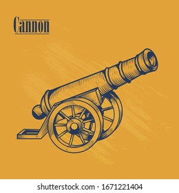 Cannon Vector graphic line art illustration 