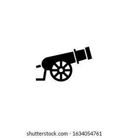 Cannon vector icon  in black flat shape design isolated on white background 