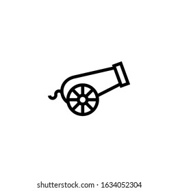Cannon vector icon  in linear, outline style isolated on white background 