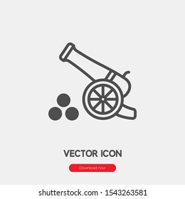 Cannon vector icon. Cannon symbol. Linear style sign for mobile concept and web design. Cannon symbol illustration. Pixel vector graphics - Vector.
