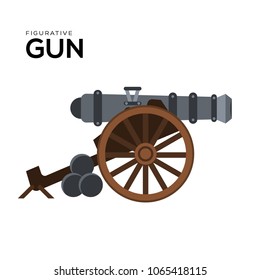 Cannon vector illustration symbol object. Flat icon style concept design