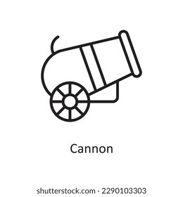 Cannon Vector Outline icon Design illustration. Gaming Symbol on White background EPS 10 File