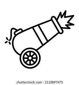 Icono De Esquema Del Vector De Cañón Aislado En Fondo Blanco
 