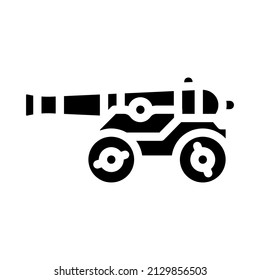 vector de icono de glifo con arma de cañón. signo de arma de cañón. símbolo de contorno aislado ilustración negra