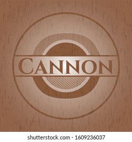 Cannon wooden emblem. Vector Illustration.