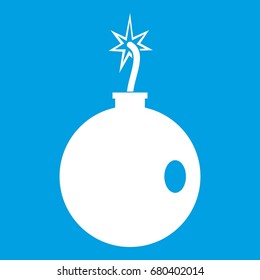 Cannonball icon white isolated on blue background vector illustration