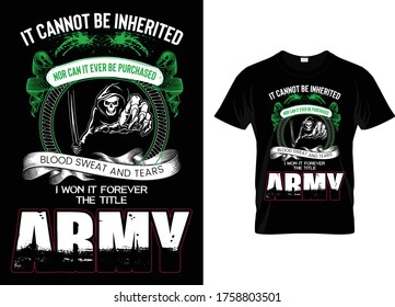 It cannot be inherited nor can it ever be purchased blood sweat and tears  i won it forever the title army