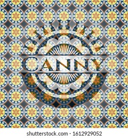 Canny arabic style emblem. Arabesque decoration.