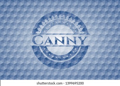 Canny blue polygonal badge. Vector Illustration. Detailed.