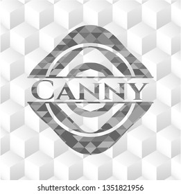 Canny grey emblem with cube white background