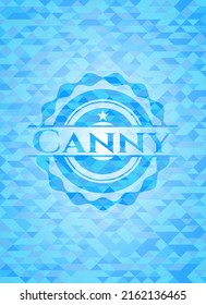 Emblema azul claro de la niñera con fondo de mosaico. 