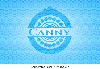 Canny water representation badge background. Vector Illustration. Detailed.