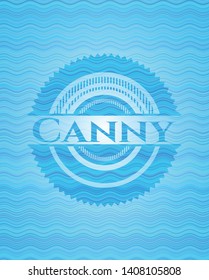 Canny water wave representation badge. Vector Illustration. Detailed.