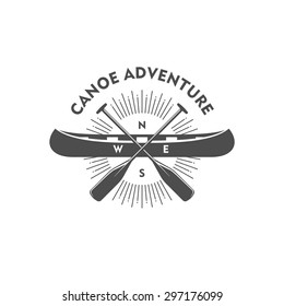 Canoe Adventure. Badge, Design Element.