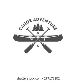 Canoe Adventure. Badge, Design Element.