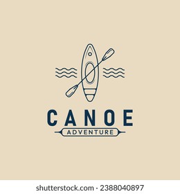 canoe adventure logo line art minimalist, kayaking logo vector illustration design