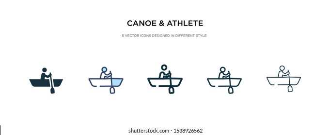 canoe & athlete icon in different style vector illustration. two colored and black canoe & athlete vector icons designed in filled, outline, line and stroke style can be used for web, mobile, ui