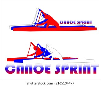 canoe athlete logo with the inscription canoe sprint. silhouette of an athlete rowing a canoe.