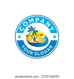 palmeira canoe praia com logotipo onda