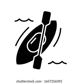 Canoe black icon, concept illustration, vector flat symbol, glyph sign.