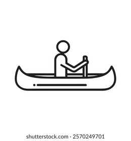 A canoe black and white pictogram of a person sitting icon design