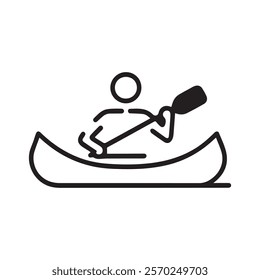 A canoe black and white pictogram of a person sitting