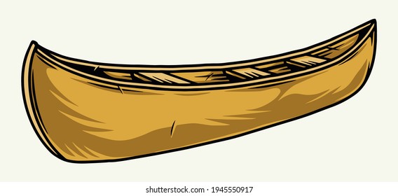 Canoe boat colorful concept in vintage style isolated vector illustration