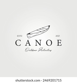 canoe boat line art logo vector vintage illustration design