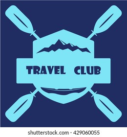 Canoe boat with oars. Eps 10 Vector illustration