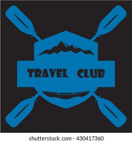 Canoe boat with oars. Eps 10 Vector illustration