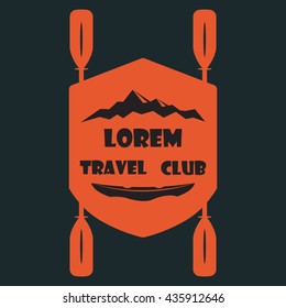 Canoe boat with oars. Eps 10 Vector illustration