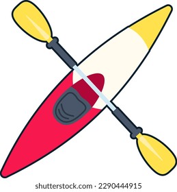 Canoe Boat Paddle Canoeing Element Flat Sticker Black Style