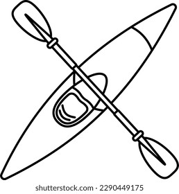 Canoe Boat Paddle Canoeing Element Line Style