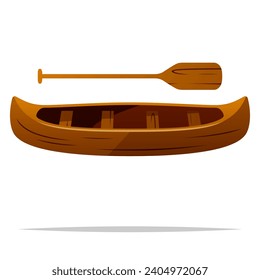 Canoe boat with paddle vector isolated  illustration