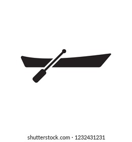 Canoe Boat With Rowing Vector Icon