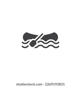 Canoe boat vector icon. filled flat sign for mobile concept and web design. Boat with oars glyph icon. Symbol, logo illustration. Vector graphics