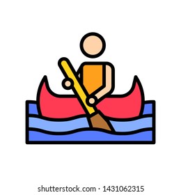 Canoe boat vector, Summer Holiday related filled icon editable outline