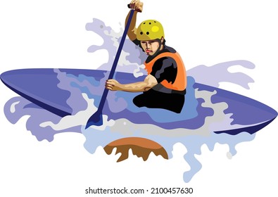 Canoe Boy Sport Vector Illustration