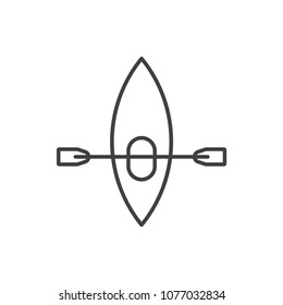 Canoe camping boat line icon.