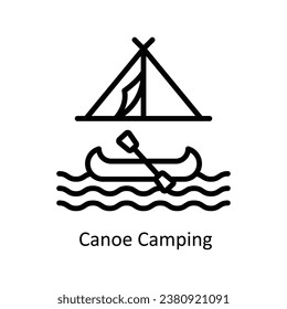 Canoe Camping  vector  outline Design illustration. Symbol on White background EPS 10 File 