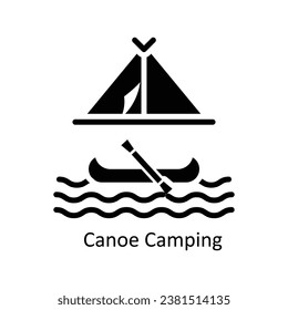 Canoe Camping  vector Solid Design illustration. Symbol on White background EPS 10 File 