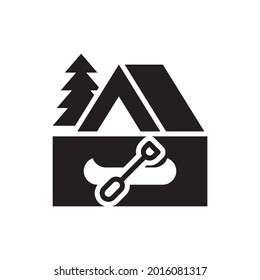 Canoe Camping vector solid icons style illustration. EPS 10 file