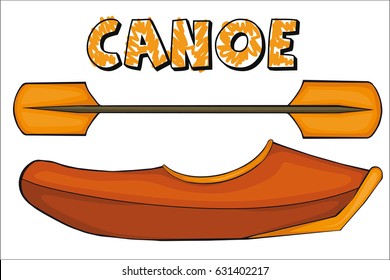 Canoe.  Cartoon style. Clip art for children.
