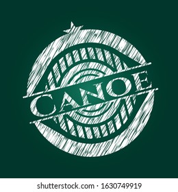 Canoe chalk emblem written on a blackboard. Vector Illustration. Detailed.