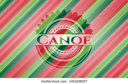 Canoe christmas style emblem. Vector Illustration. Detailed.