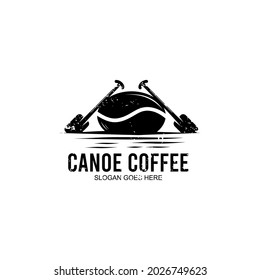 canoe coffee. coffee and canoe vector logo .coffee and canoe vector combination in classic style