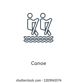 Canoe concept line icon. Linear Canoe concept outline symbol design. This simple element illustration can be used for web and mobile UI/UX.