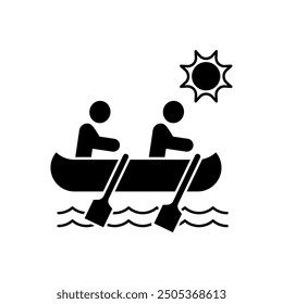 Icono de línea de concepto de canoa. Ilustración de elemento simple. diseño de símbolo de esquema de concepto de canoa.