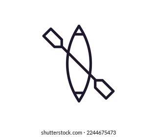 Canoe concept. Single premium editable stroke pictogram perfect for logos, mobile apps, online shops and web sites. Vector symbol isolated on white background. 