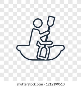 Canoe concept vector linear icon isolated on transparent background, Canoe concept transparency concept in outline style